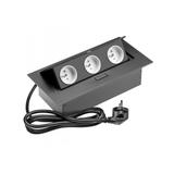 PRZEDŁUŻACZ BIURKOWY 3X GNIAZDO Z UZIEMIENIEM, KABEL ZASILAJACY Z WTYCZKĄ, CZARNY