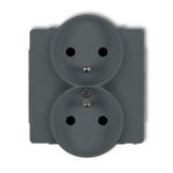 DECO Mechanizm gniazda podwójnego do ramki DECO Soft z uziemieniem 2x(2P+Z) (przesłony torów prądowy