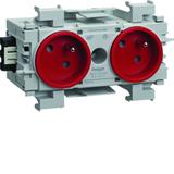 tehalit.WA Gniazdo kanałowe 2-krotne 2P+Z WAGO montaż krawędziowy czerwony GE20113020 HAGER