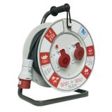 Przedłużacz zwijany na bębnie guma PBS H05RR-F 5x1,5 - 35m, 2x16A/5p (400V), IP44 biały 110515-35 B.110515-35 PAWBOL