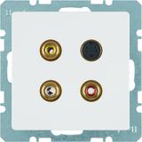 BERKER Q.x Gniazdo 3xCinch / S-Video biały aksamit 3315326089 HAGER