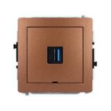 DECO Mechanizm gniazda pojedynczego USB A-A 3.0, bez pola opisowego brązowy metalik