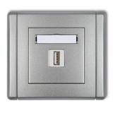 FLEXI Ładowarka USB pojedyncza USB A, 10W max., 5V, 2A srebrny metalik