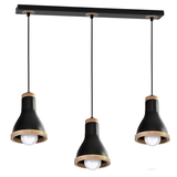 MILAGRO Lampa wisząca HOLLY BLACK / WOOD 3xE27 60W