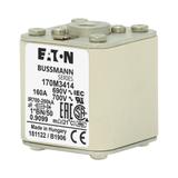 FUSE 160A 690V 1*BN/50 AR UC Wkładka szybka 160A AC 690V rozmiar 1 45x59x51 mm aR I 170M3414 EATON