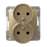 IMPRESJA Gniazdo podwójne z uziemieniem moduł bez ramki - kolor złoty metalik GP-2YRAZ/m/28