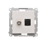 Simon 55 Gniazdo antenowe typu /F/+RJ45 kat.6 Jasnoszary mat