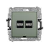 ICON Mechanizm ładowarki USB podwójnej 2xUSB A, 15,5W max., 5V, 3.1A, bez pola opisowego szałwiowy