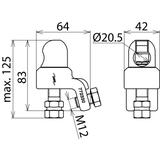 Zacisk kołpakowy ustawny, 25-120 mm2, fi 20 mm, złącze 6-kątne