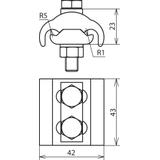 Zacisk równoległy do drutu 5-12,5 mm/16-95 mm2, 2xM8, Cu cynowana