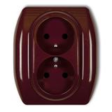 TREND Gniazdo podwójne z uziemieniem 2x(2P+Z) (przesłony torów prądowych) brązowy