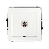 DECO Mechanizm gniazda antenowego pojedynczego typu F (SAT) niklowany, bez pola opisowego biały