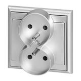 Gniazdo podwójne podtynkowe 2x2P+Z Luna, 16A, 250V, PT-6LR, srebrny OR-OE-7606/G ORNO