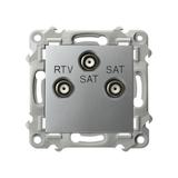 SZAFIR Gniazdo antenowe RTV-SAT z dwoma wyjściami SAT kolor srebro GPA-Z2S/m/18 OSPEL
