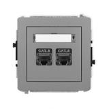 DECO Mechanizm gniazda komputerowego podwójnego 2xRJ45, kat. 8, ekranowany, 8-stykowy szary mat