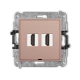 ICON Gniazdo podwójne HDMI 2.0 4K łososiowy 62IHDMIBO-4 KARLIK