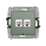 ICON Mechanizm gniazda komputerowego podwójnego 2xRJ45, kat. 5e, 8-stykowy, bez pola opisowego szałw