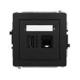 DECO Mechanizm gniazda pojedynczego HDMI 2.0 + gniazda komp. poj. 1xRJ45, kat. 5e, 8-stykowy czarny