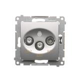 Simon 54 Gniazdo antenowe satelitarne podwójne SAT-SAT-RTV srebrny mat