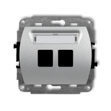 TREND Mechanizm gniazda multimedialnego podwójnego bez modułu (standard Keystone) srebrny metalik