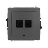 DECO Mechanizm gniazda podwójnego 2xUSB C-C, bez pola opisowego grafitowy mat