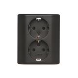 Simon 54 Gniazdo podwójne Schuko p/t z przesłonami wersja skandynawska 16A szybkozłączka czarny
