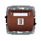 TREND Mechanizm gniazda pojedynczego USB A-A 2.0 brązowy metalik
