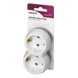 Rozgałęźnik 2x2P+Z (Schuko), biało-szary OR-AE-13238(GS) ORNO