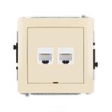 DECO Mechanizm gniazda komputerowego podwójnego 2xRJ45, kat. 6, 8-stykowy, bez pola opisowego beżowy