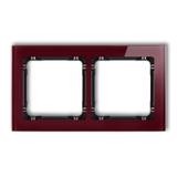 DECO Ramka uniwersalna podwójna - efekt szkła (ramka: bordowa; spód: czarny)