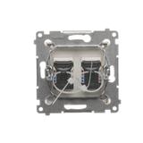 Simon 54 Gniazdo komputerowe podwójne RJ45 kategoria 6 z przesłoną przeciwkurzową złoty mat