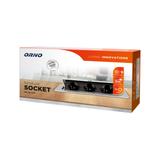 Gniazdo meblowe wpuszczane w blat z płaskim frezowanym rantem i przewodem 3m 3x2P+Z czarne OR-AE-133