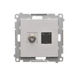 Simon 55 Gniazdo antenowe typu /F/+RJ45 kat.6 Aluminium mat