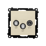 Simon 55 Gniazdo antenowe satelitarne podwójne SAT-SAT-RTV 2x Wejście: 5 MHz÷2,4 GHz Szampański mat TASK2.01/144 KONTAKT