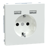 Merten, ładowarka USB i gniazdo schuko, 2,4A 16A, lotos biały