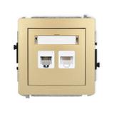 DECO Mechanizm gniazda telefonicznego pojedynczego 1xRJ11 + komputerowego pojedynczego 1xRJ45, kat.