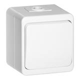 Łącznik zwierny natynkowy 10A, 250V, światło/dzwonek IP44, SMART, biały