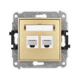 ICON Mechanizm gniazda komputerowego podwójnego 2xRJ45, kat. 6, 8-stykowy złoty