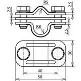 Zacisk probierczy UNI, stal nierdzewna NIRO 200 kA, do drutu 8-10/16 mm z przekładką