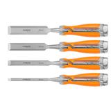 Dłuta 6, 12, 18, 24, zestaw 4 szt. Uchwyt dwukomponentowy. Pakowane w etui