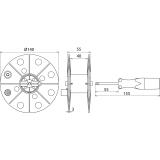 Bęben na przewód pomiarowy szer. 40 mm, przewód niebieski 50 m, tworzywo kolor szary