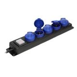 Przedłużacz warsztatowy bryzgoszczelny z wyłącznikiem 5 gniazd (schuko) IP44 przewód gumowy OR-AE-13