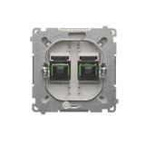 Simon Basic Gniazdo światłowodowe / optyczne podwójne SC/APC stal inox