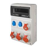 RS 13-mod. 2x2P+Z, 2x3P+N+Z 16A, 2x3P+N+Z 32A  IP 44 szara