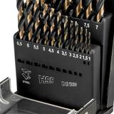 Wiertła do metalu HSS-CNC, 124°, "Pro-Tec", 1.0-10.0 mm, zestaw 19 szt.