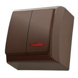 BIS Łącznik dwugrupowy świecznikowy z podświetleniem pomarańczowym - kolor brązowy