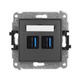 ICON Gniazdo podwójne 2xUSB A-A 3.0 grafitowy mat 28IGUSB-6 KARLIK