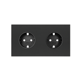 Simon 100 Panel 2-krotny: 2 gniazda zasilające czarny mat