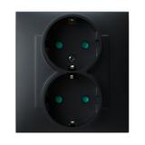 SZAFIR Gniazdo podwójne z uziemieniem schuko z przesłonami torów prądowych, kompletne z ramką - kolo