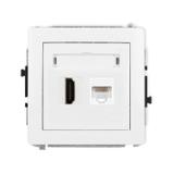 DECO Gniazdo pojedyncze HDMI 2.0, 4K + gniazda komp. poj. 1xRJ45, kat. 5e, 8-stykowy biały DGHK DGHK-45e KARLIK